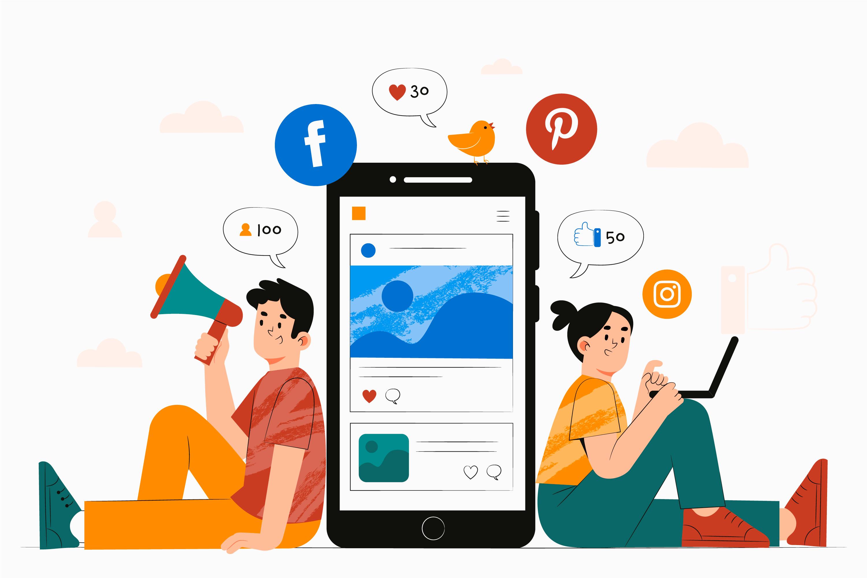 Ilustrasi Integrasi Media Sosial & Google Maps